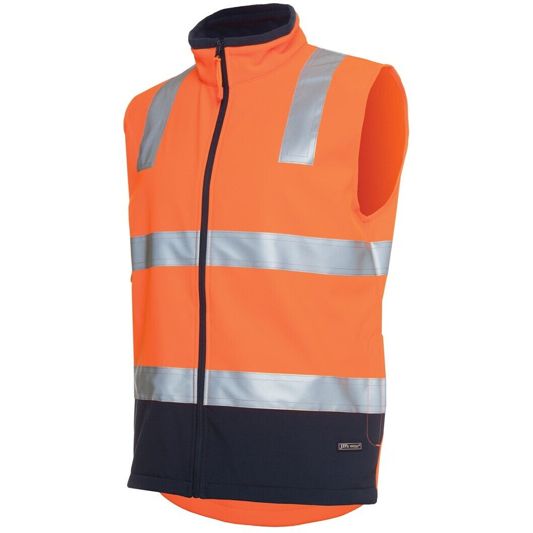 JB's Wear 6D4LK Hi Vis (D+N) Softshell Vest - Side View | color:Orange/Navy|view:side