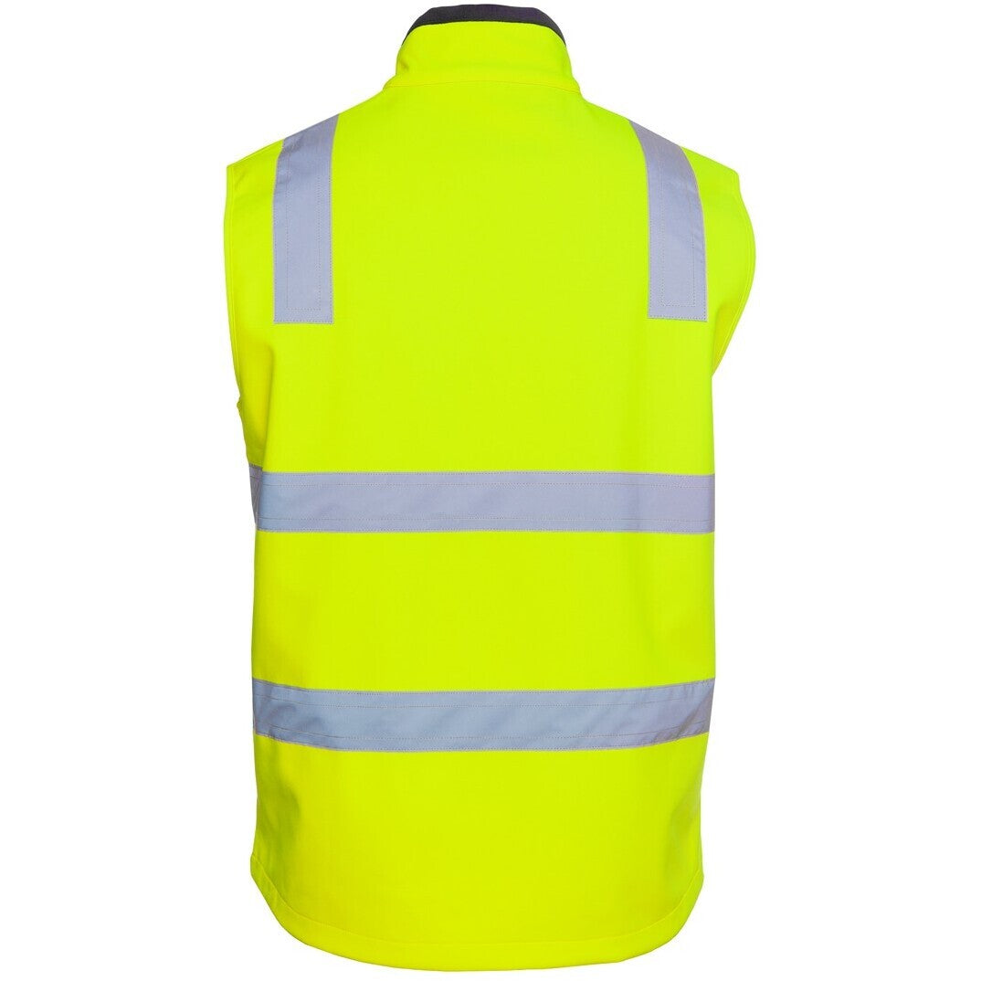 JB's Wear 6DWV Hi Vis (D+N) Three Layer Softshell Vest - Back View | color:Lime/Navy|view:back
