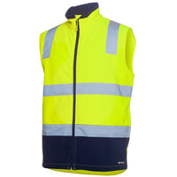 JB's Wear 6DWV Hi Vis (D+N) Three Layer Softshell Vest - Side View | color:Lime/Navy|view:side