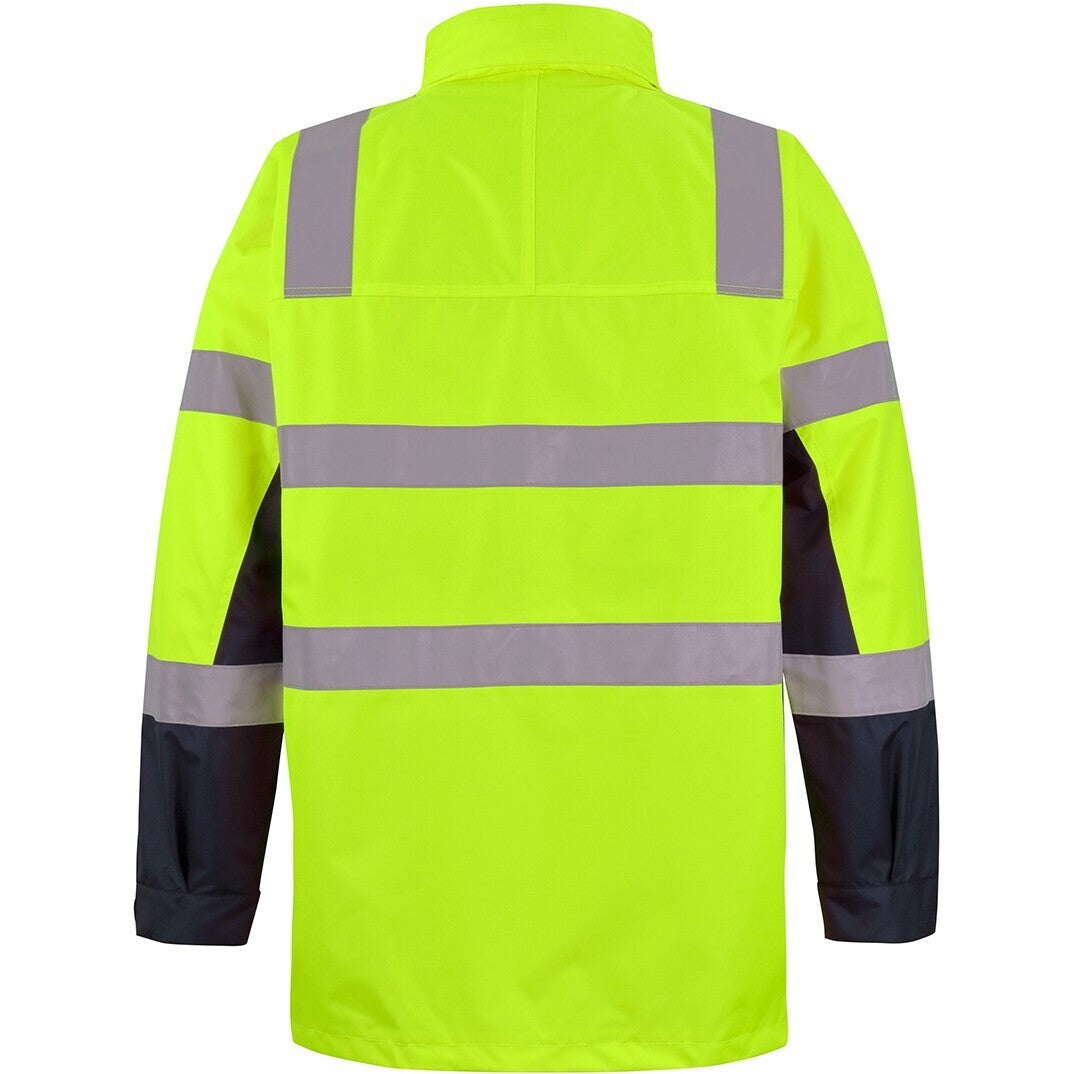 JB's Wear 6DNCJ Hi Vis (D+N) Visionary Jacket - Back View | color:Lime/Navy|view:back