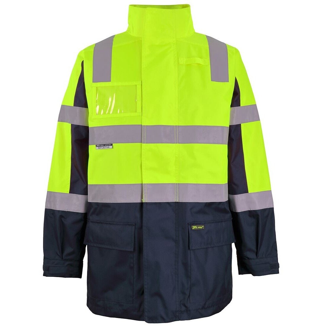 JB's Wear 6DNCJ Hi Vis (D+N) Visionary Jacket - Front View | color:Lime/Navy|view:front