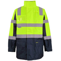 JB's Wear 6DNCJ Hi Vis (D+N) Visionary Jacket - Front View | color:Lime/Navy|view:front