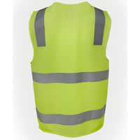 JB's Wear 6DNSZ Hi Vis (D+N) Zip Safety Vest - Back View | color:Lime|view:back