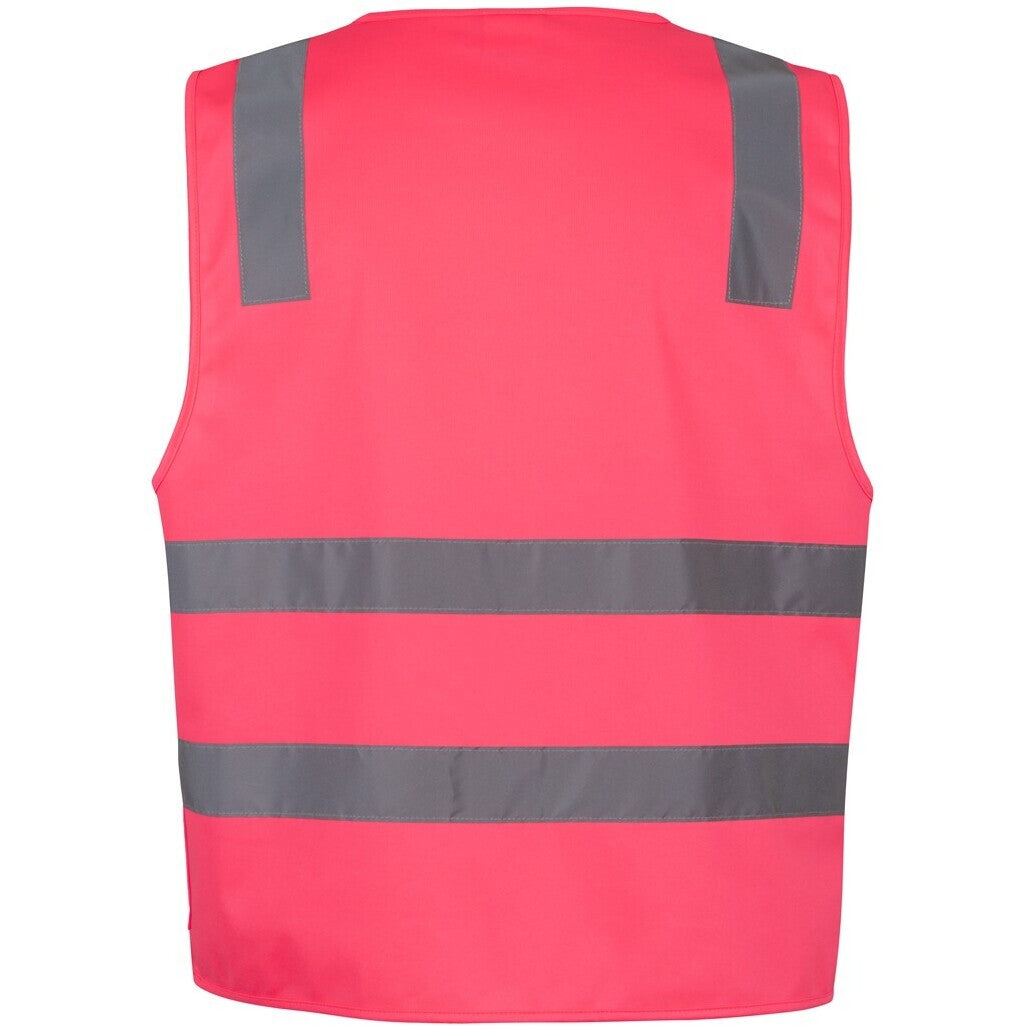 JB's Wear 6DNSZ Hi Vis (D+N) Zip Safety Vest - Back View | color:Pink|view:back