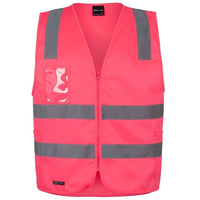 JB's Wear 6DNSZ Hi Vis (D+N) Zip Safety Vest - Front View | color:Pink|view:front