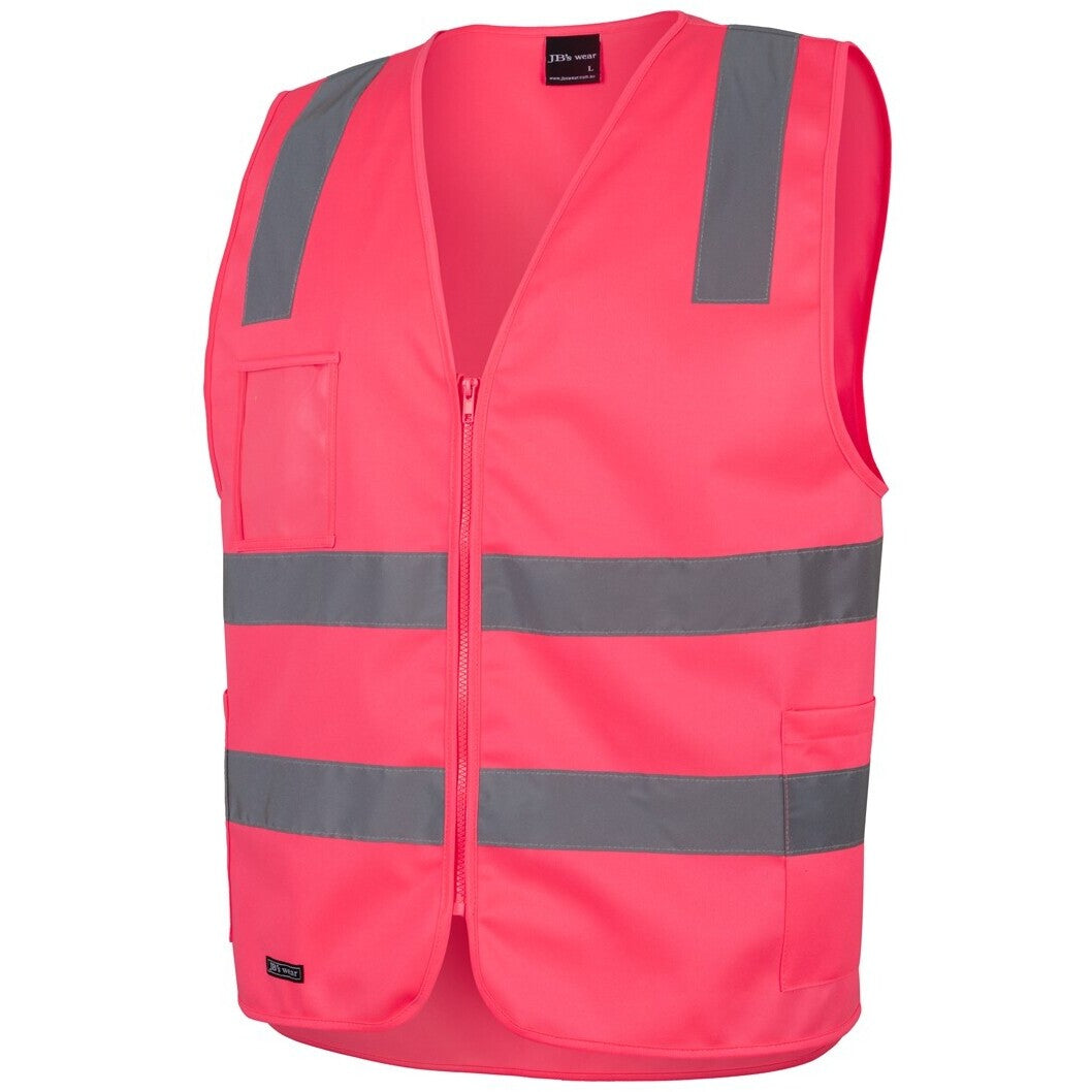 JB's Wear 6DNSZ Hi Vis (D+N) Zip Safety Vest - Side View | color:Pink|view:side