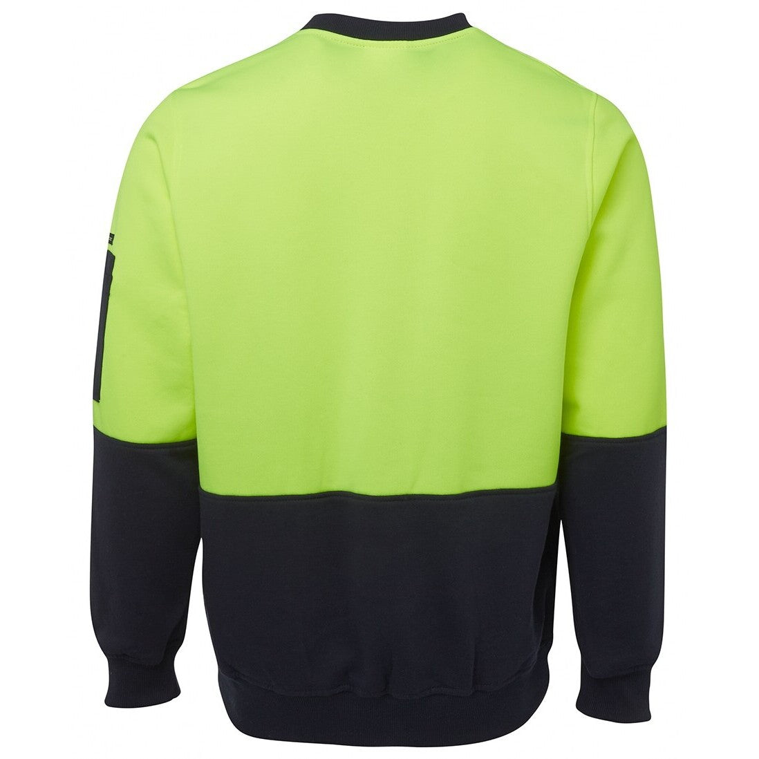 JB's Wear 6HVCN Hi Vis Fleecy Crew - Back View | color:Lime/Navy|view:back