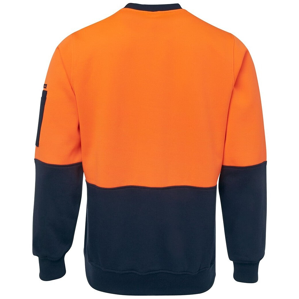 JB's Wear 6HVCN Hi Vis Fleecy Crew - Back View | color:Orange/Navy|view:back