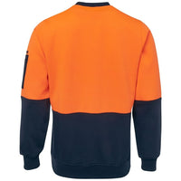 JB's Wear 6HVCN Hi Vis Fleecy Crew - Back View | color:Orange/Navy|view:back