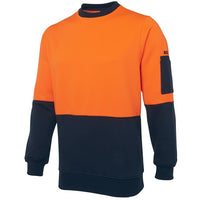 JB's Wear 6HVCN Hi Vis Fleecy Crew - Side View | color:Orange/Navy|view:side
