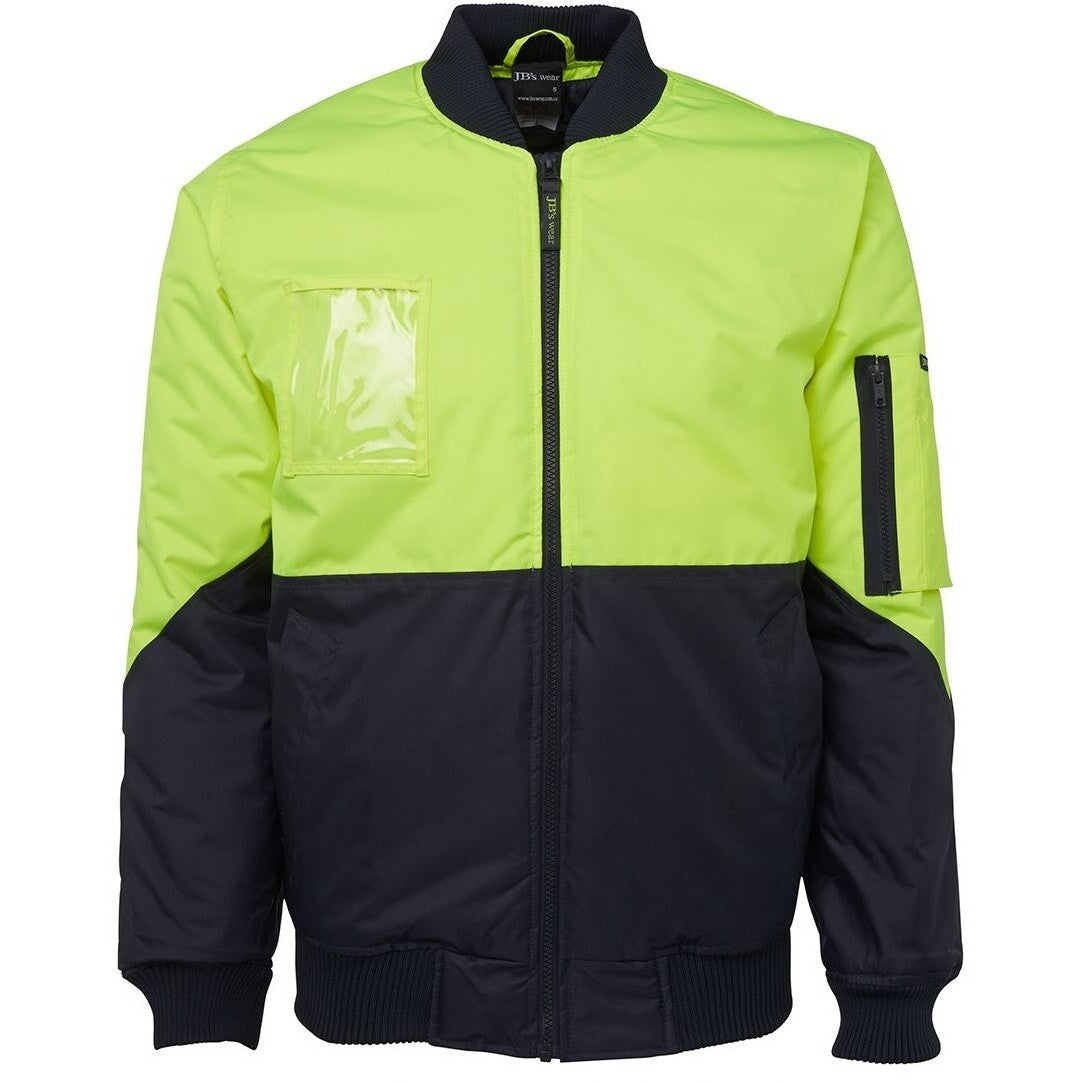 JB's Wear 6HVFJ Hi Vis Flying Jacket - Front View | color:Lime/Navy|view:front