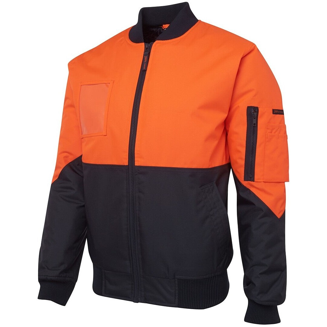 JB's Wear 6HVFJ Hi Vis Flying Jacket - Side View | color:Orange/Navy|view:side