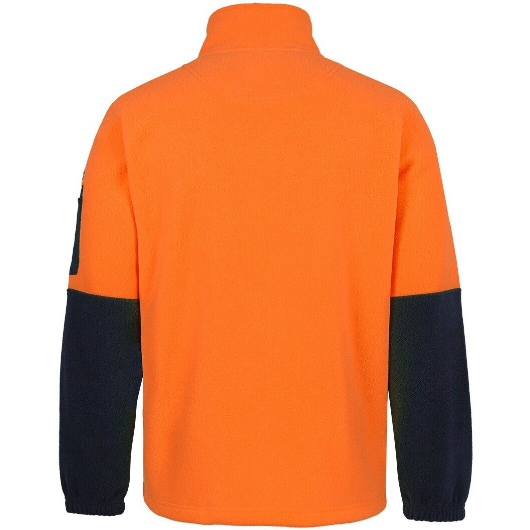 JB's Wear 6HVPE Hi Vis Full ZIp Polar Fleece - Back View | color:Orange/Navy|view:back