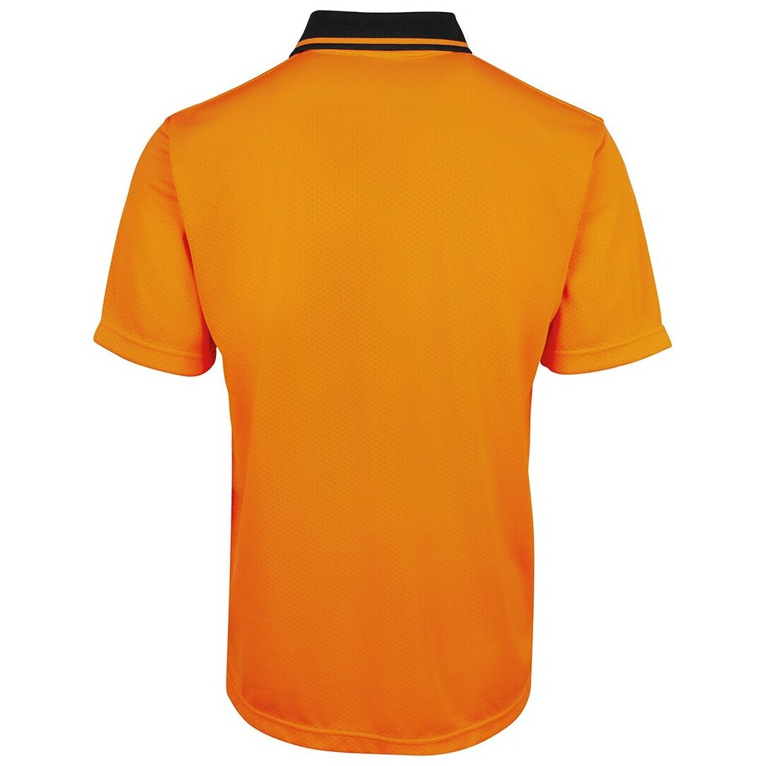 JB's Wear 6HJNC Hi Vis Jacquard Non Cuff Polo - Back View | color:Orange/Black|view:back