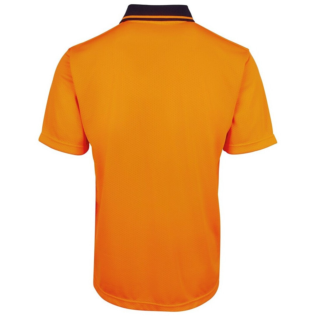 JB's Wear 6HJNC Hi Vis Jacquard Non Cuff Polo - Back View | color:Orange/Navy|view:back