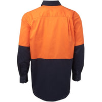 JB's Wear 6HWL Hi Vis L/S 190G Work Shirt - Back View | color:Orange/Navy|view:back