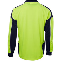 JB's Wear 6AP4L Hi Vis L/S Arm Panel Polo - Back View | color:Lime/Navy|view:back