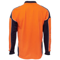 JB's Wear 6AP4L Hi Vis L/S Arm Panel Polo - Back View | color:Orange/Navy|view:back