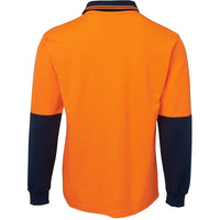 JB's Wear 6HPL Hi Vis L/S Cotton Back Polo - Back View | color:Orange/Navy|view:back
