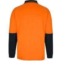 JB's Wear 6CPHL Hi Vis L/S Cotton Polo - Back View | color:Orange/Black|view:back