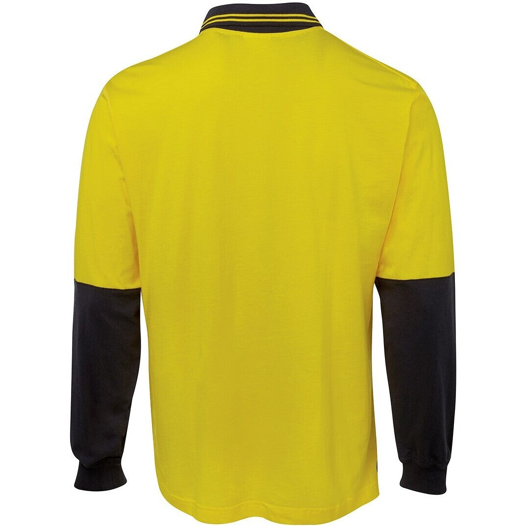 JB's Wear 6CPHL Hi Vis L/S Cotton Polo - Back View | color:Yellow/Navy|view:back