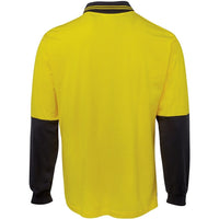 JB's Wear 6CPHL Hi Vis L/S Cotton Polo - Back View | color:Yellow/Navy|view:back