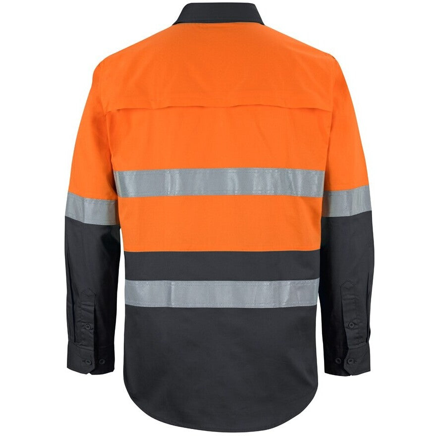 JB's Wear 6DNWL Hi Vis L/S (D+N) 150G Work Shirt - Back View | color:Orange/Black|view:back