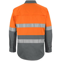 JB's Wear 6DNWL Hi Vis L/S (D+N) 150G Work Shirt - Back View | color:Orange/Charcoal|view:back