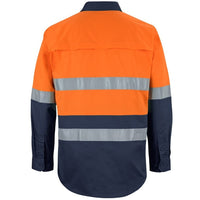 JB's Wear 6DNWL Hi Vis L/S (D+N) 150G Work Shirt - Back View | color:Orange/Navy|view:back