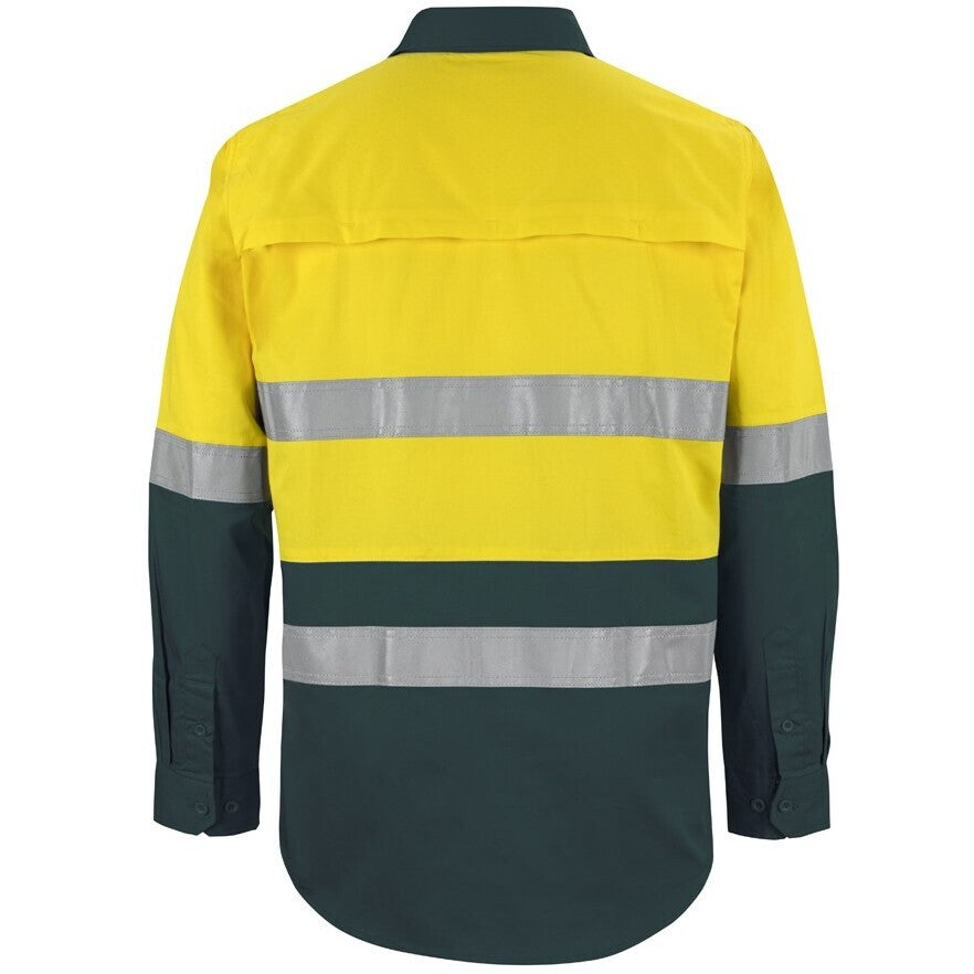 JB's Wear 6DNWL Hi Vis L/S (D+N) 150G Work Shirt - Back View | color:Yellow/Green|view:back
