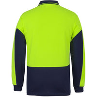 JB's Wear 6HVGL Hi Vis L/S Gap Polo - Back View | color:Lime/Navy|view:back