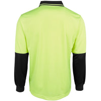 JB's Wear 6HJNL Hi Vis L/S Jacquard Polo - Back View | color:Lime/Black|view:back