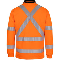 JB's Wear 6DAQL Hi Vis L/S NSW/QLD Rail Biomotion X-Back Polo - Back View | color:Orange|view:back