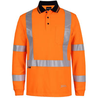 JB's Wear 6DAQL Hi Vis L/S NSW/QLD Rail Biomotion X-Back Polo - Front View | color:Orange|view:front