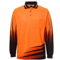 JB's Wear 6HVRL Hi Vis L/S Rippa Sub Polo - Front View | color:Orange/Black|view:front