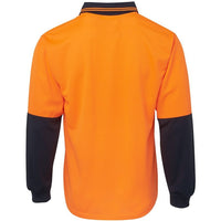 JB's Wear 6HVPL Hi Vis L/S Traditional Polo - Back View | color:Orange/Navy|view:back