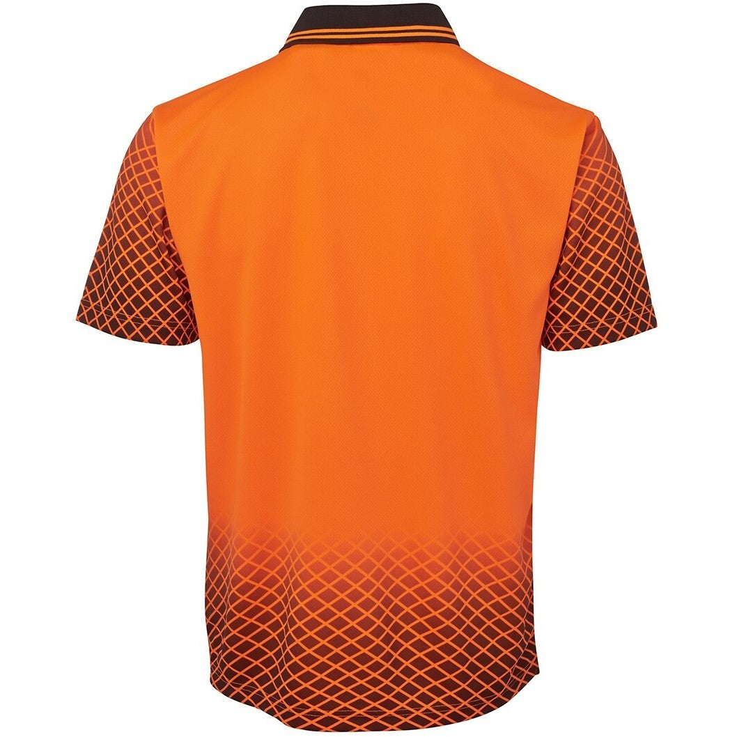 JB's Wear 6HVNS Hi Vis Net Sub Polo - Back View | color:Orange/Black|view:back