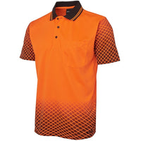 JB's Wear 6HVNS Hi Vis Net Sub Polo - Side View | color:Orange/Black|view:side
