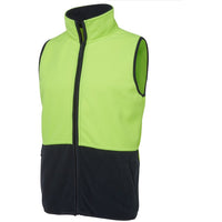 JB's Wear 6HVPV Hi Vis Polar Vest - Side View | color:Lime/Navy|view:side
