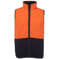 JB's Wear 6HVPV Hi Vis Polar Vest - Front View | color:Orange/Navy|view:front
