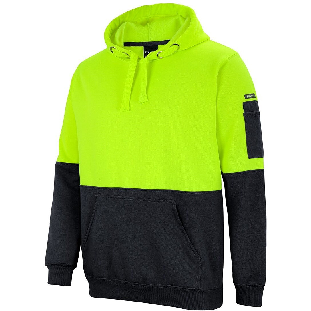 JB's Wear 6HVPH Hi Vis Pull Over Hoodie - Side View | color:Lime/Black|view:side
