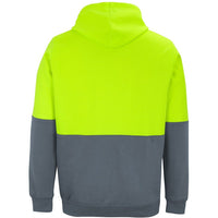 JB's Wear 6HVPH Hi Vis Pull Over Hoodie - Back View | color:Lime/Charcoal|view:back