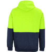 JB's Wear 6HVPH Hi Vis Pull Over Hoodie - Back View | color:Lime/Navy|view:back