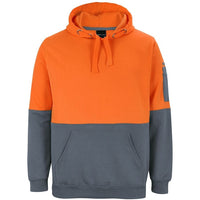 JB's Wear 6HVPH Hi Vis Pull Over Hoodie - Front View | color:Orange/Charcoal|view:front