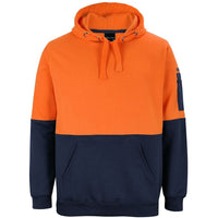 JB's Wear 6HVPH Hi Vis Pull Over Hoodie - Front View | color:Orange/Navy|view:front