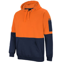 JB's Wear 6HVPH Hi Vis Pull Over Hoodie - Side View | color:Orange/Navy|view:side