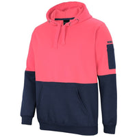 JB's Wear 6HVPH Hi Vis Pull Over Hoodie - Side View | color:Pink/Navy|view:side