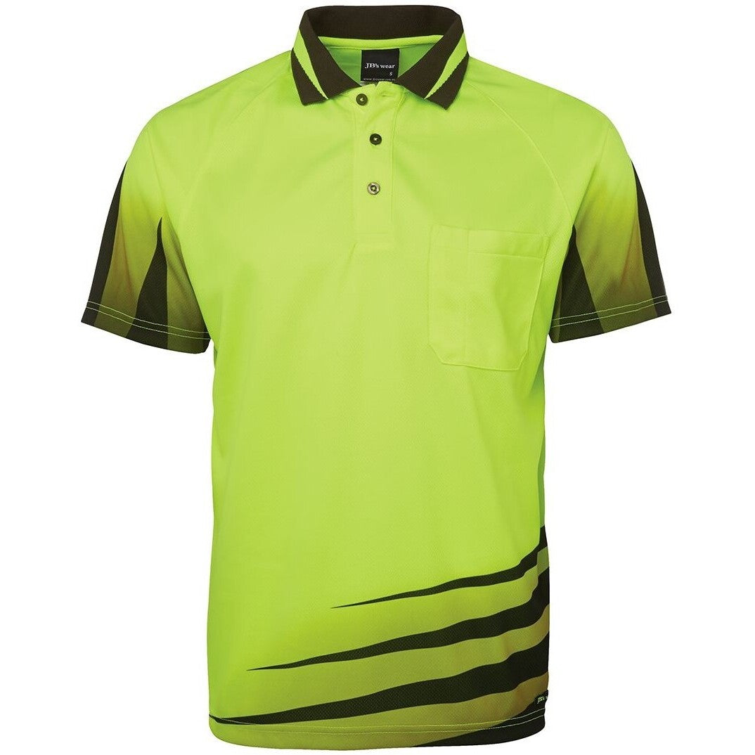 JB's Wear 6HVRS Hi Vis Rippa Sub Polo - Front View | color:Lime/Black|view:front