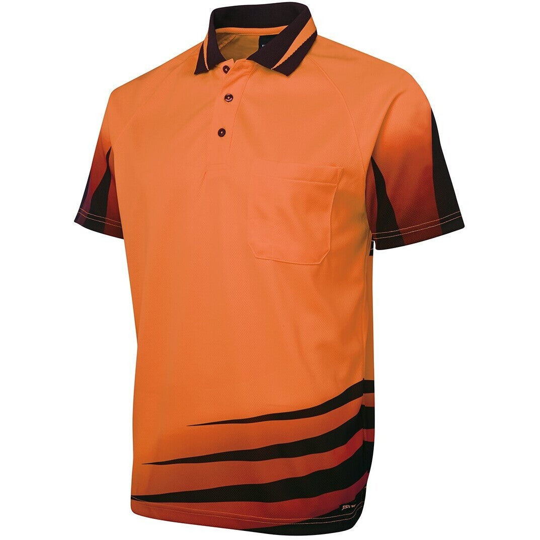 JB's Wear 6HVRS Hi Vis Rippa Sub Polo - Side View | color:Orange/Black|view:side