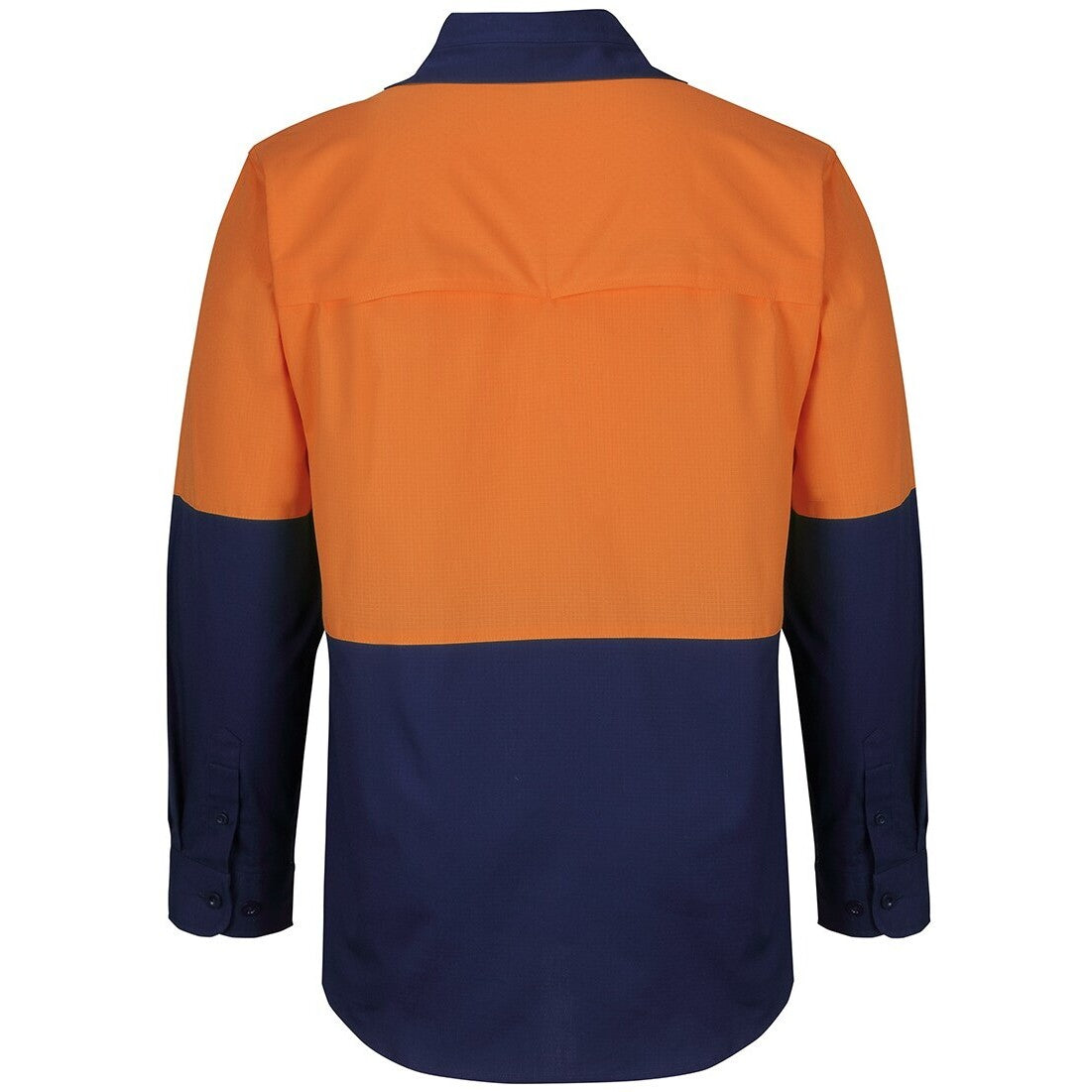 JB's Wear 6HNRL Hi Vis Ripstop L/S Fishing Shirt - Back View | color:Orange/Navy|view:back